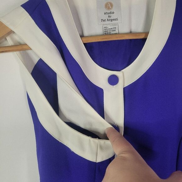 Vintage Sleeveless Purple and White Dress - Picture 7 of 16